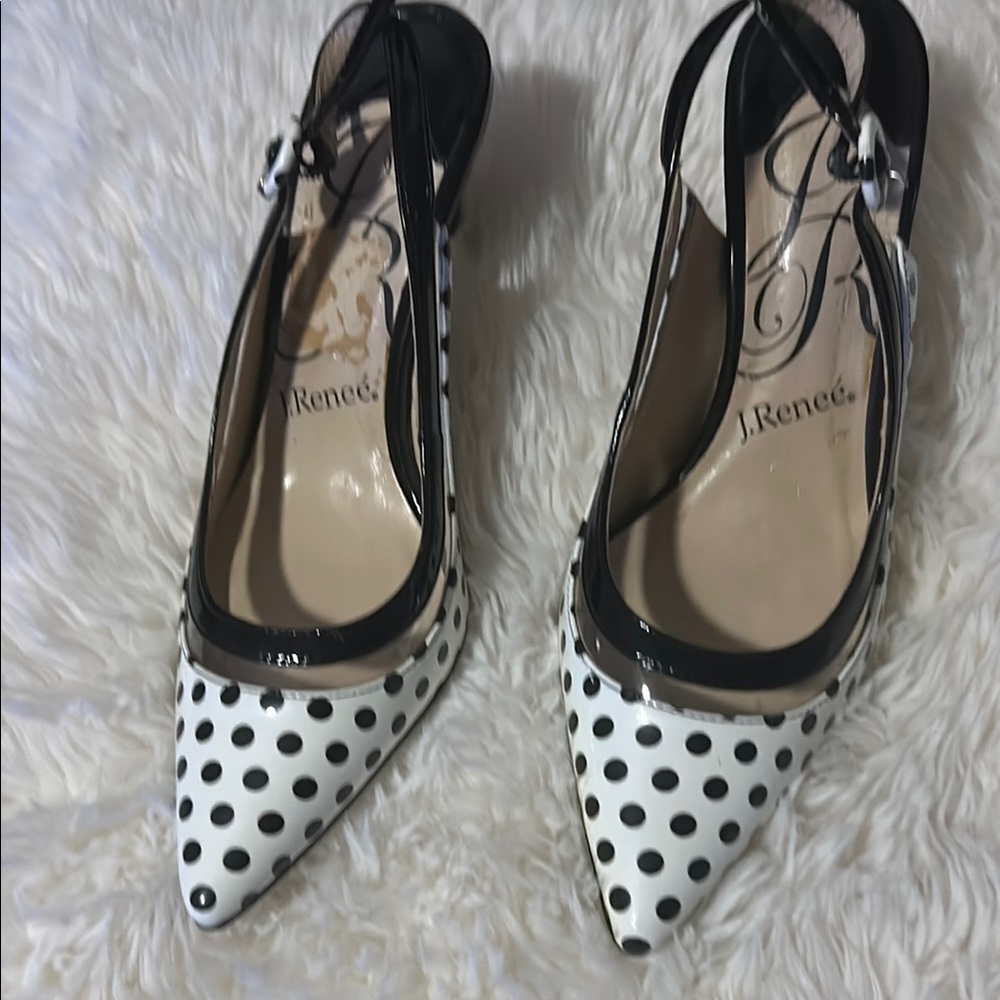 J.Renee Black and White Polka Dot Heels